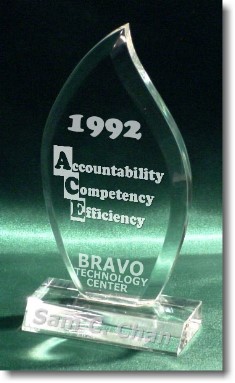 The Bravo ACE Principles trophy. 1992. Sam C. Chan, Bravo Technology Center.